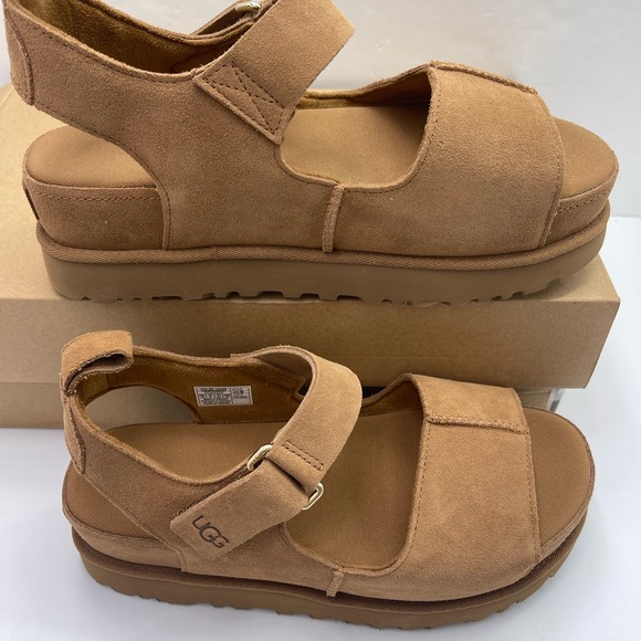 UGG GOLDENSTAR WMNS 10 HI Platform Sandals Chestnut Suede - Picture 4 of 16